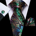 GentCrest Black Paisley Tie Hanky Cufflinks Set - Image 1