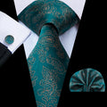 GentCrest Green Floral Tie Hanky Cufflinks Set - Image 1