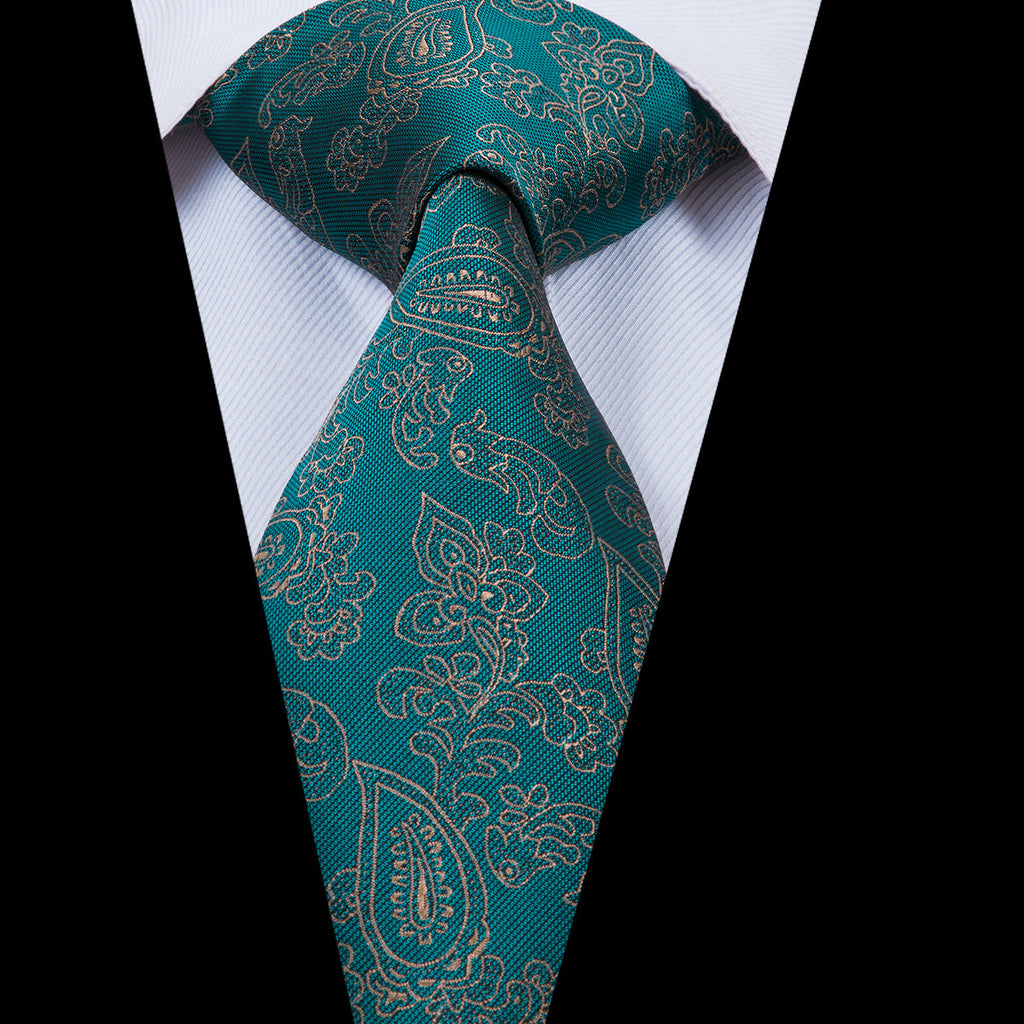 GentCrest Green Floral Tie Hanky Cufflinks Set - Image 2