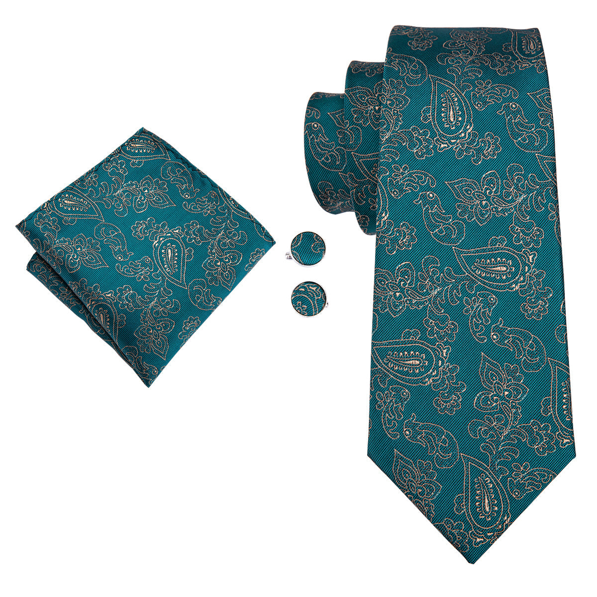 GentCrest Green Floral Tie Hanky Cufflinks Set - Image 3
