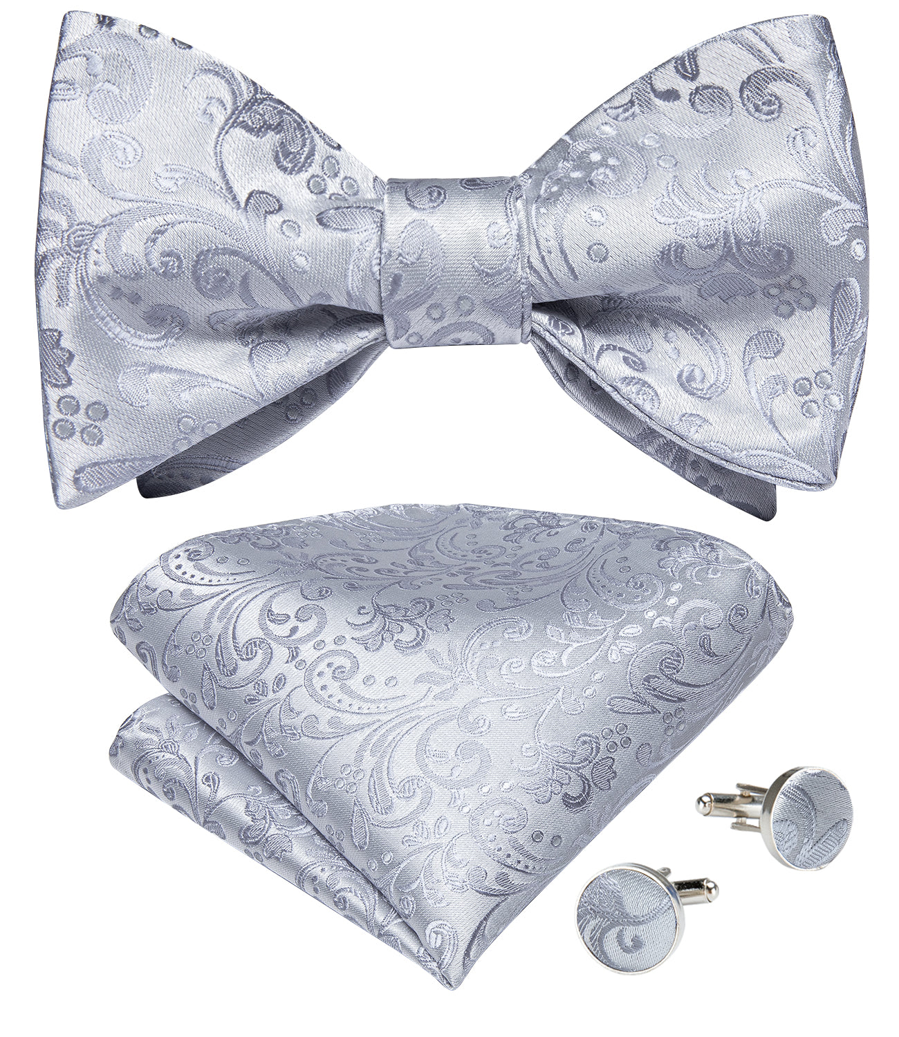 GentCrest Grey Paisley Bowtie Set - Image 2