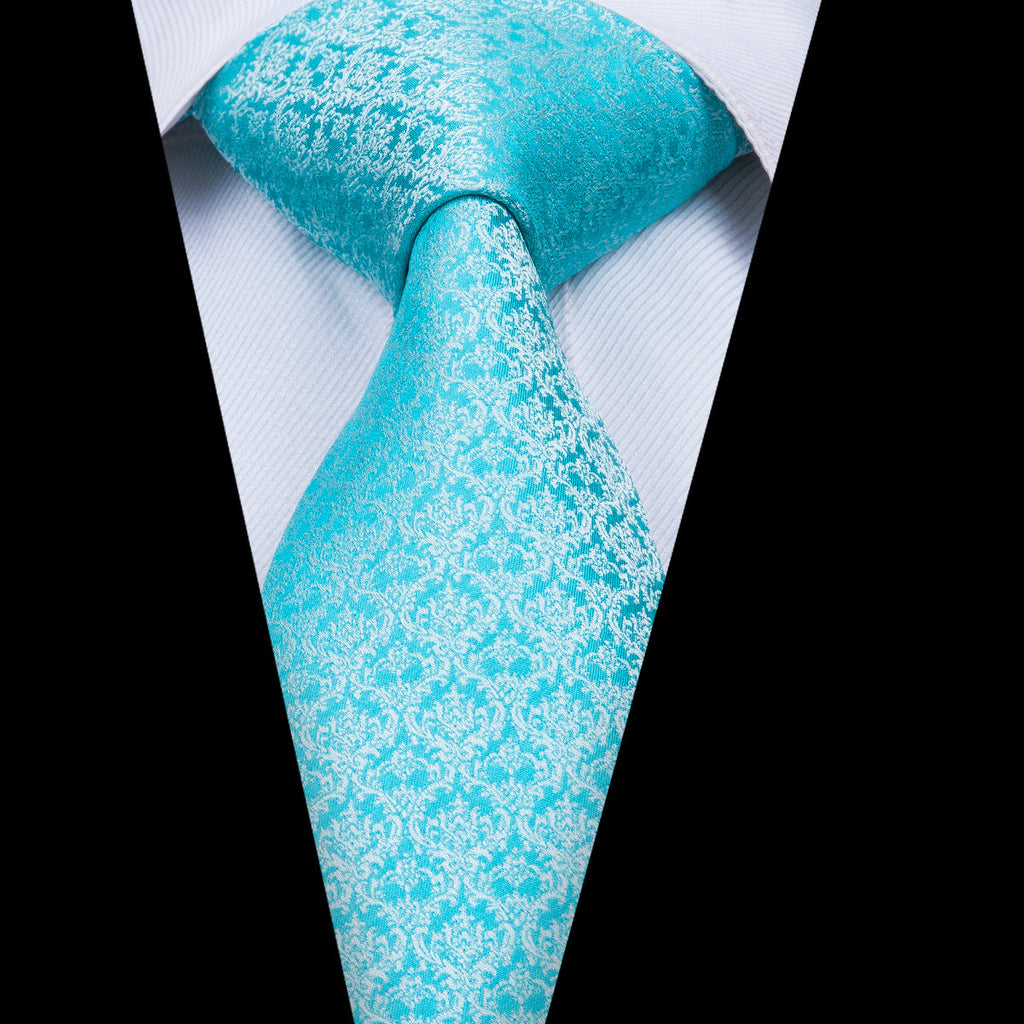 GentCrest Blue Floral Tie Hanky Cufflinks Set - Image 2