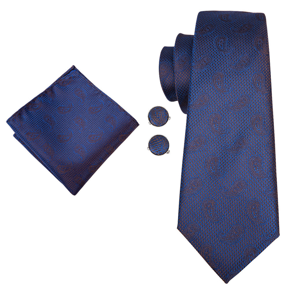 GentCrest Blue Paisley Tie Hanky Cufflinks Set - Image 3