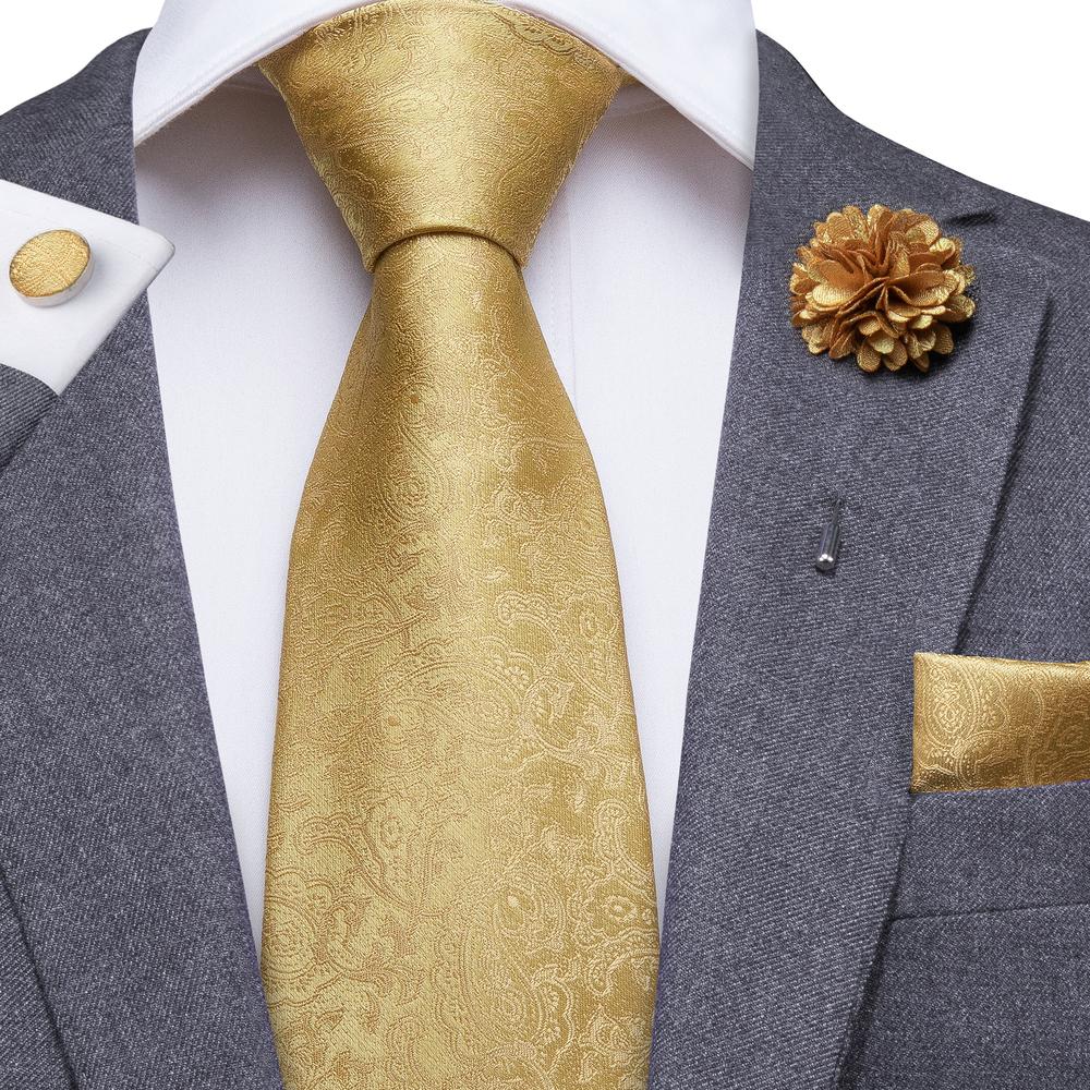 GentCrest Champagne Paisley Tie with Lapel Pin - Image 1