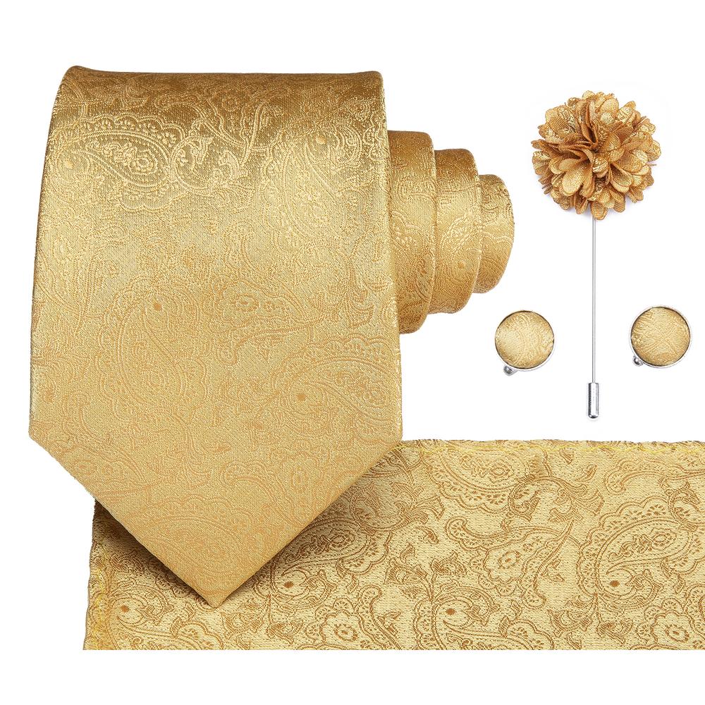 GentCrest Champagne Paisley Tie with Lapel Pin - Image 2