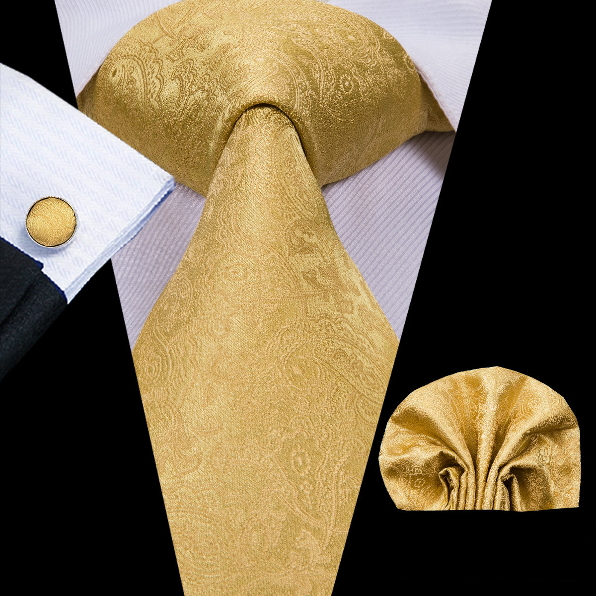 GentCrest Gold Paisley Tie Hanky Cufflinks Set - Image 1