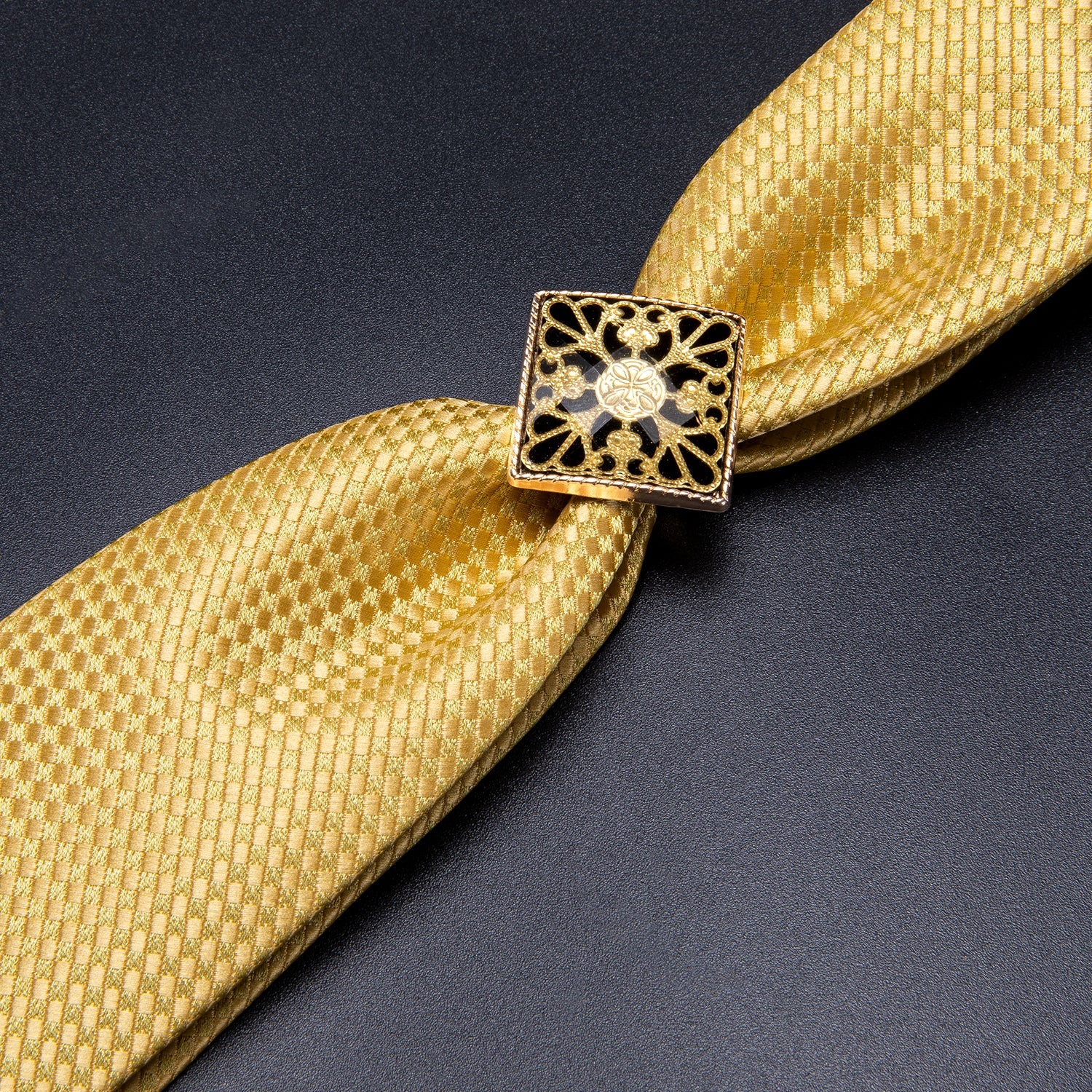 GentCrest Yellow Plaid Tie with Accessories - Image 2