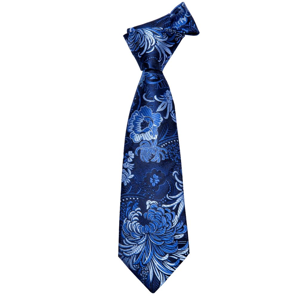 GentCrest Blue Floral Tie Hanky Cufflinks Set - Image 5