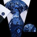 GentCrest Blue Floral Tie Hanky Cufflinks Set - Image 1