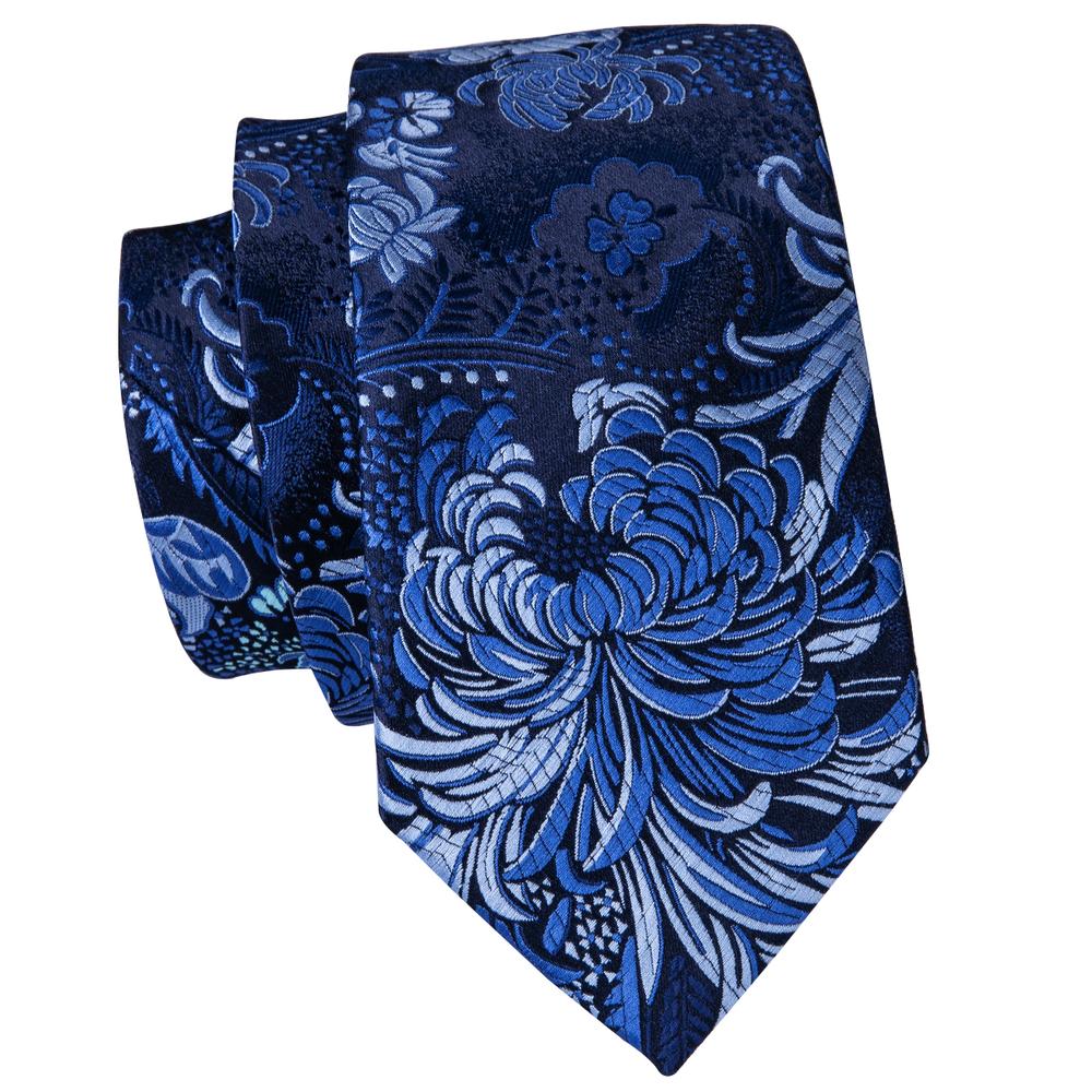 GentCrest Blue Floral Tie Hanky Cufflinks Set - Image 4