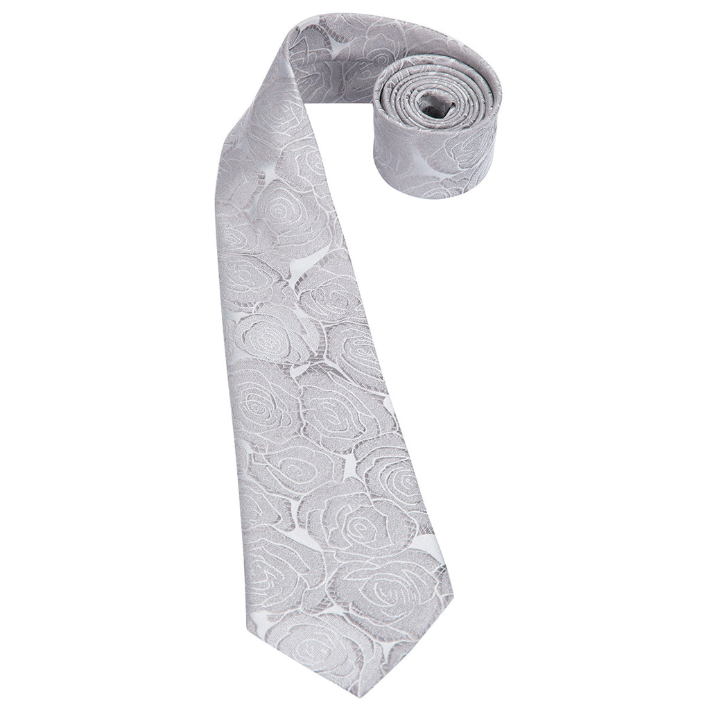 GentCrest Grey Floral Tie Hanky Cufflinks Set - Image 5