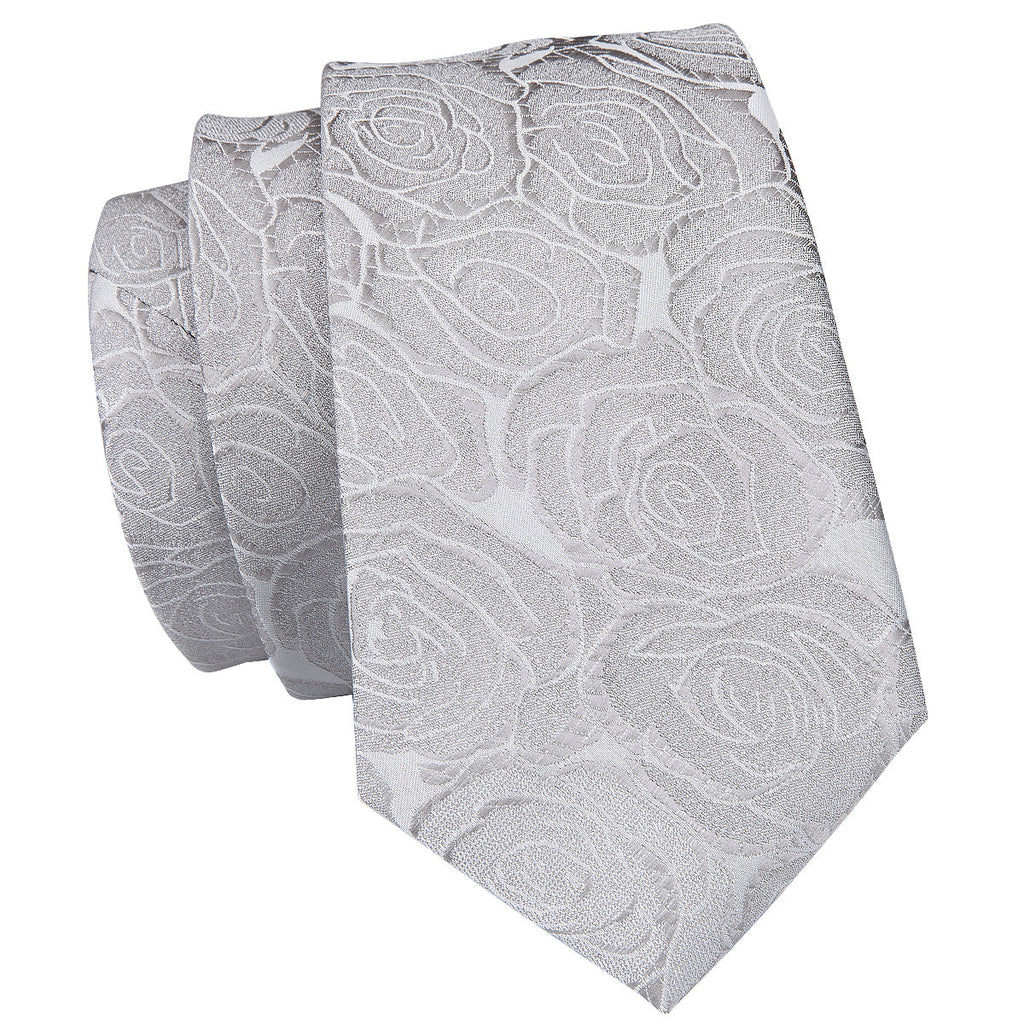 GentCrest Grey Floral Tie Hanky Cufflinks Set - Image 1