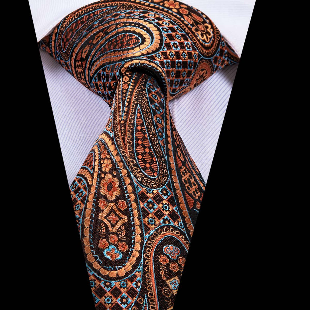 GentCrest Brown Paisley Tie Hanky Cufflinks Set - Image 2