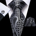 GentCrest Black Paisley Tie Hanky Cufflinks Set - Image 1