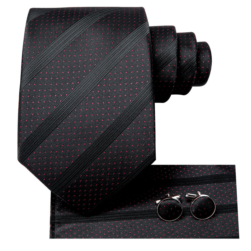 GentCrest Black Striped Tie Hanky Cufflinks Set - Image 2