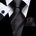 GentCrest Black Striped Tie Hanky Cufflinks Set - Image 1