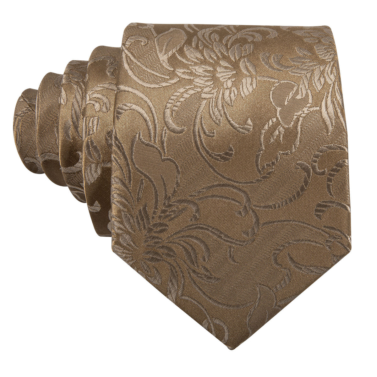 Champagne Gold Floral Silk Tie Set - GentCrest - View 5