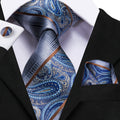 GentCrest Blue Paisley Tie Hanky Cufflinks Set - Image 1