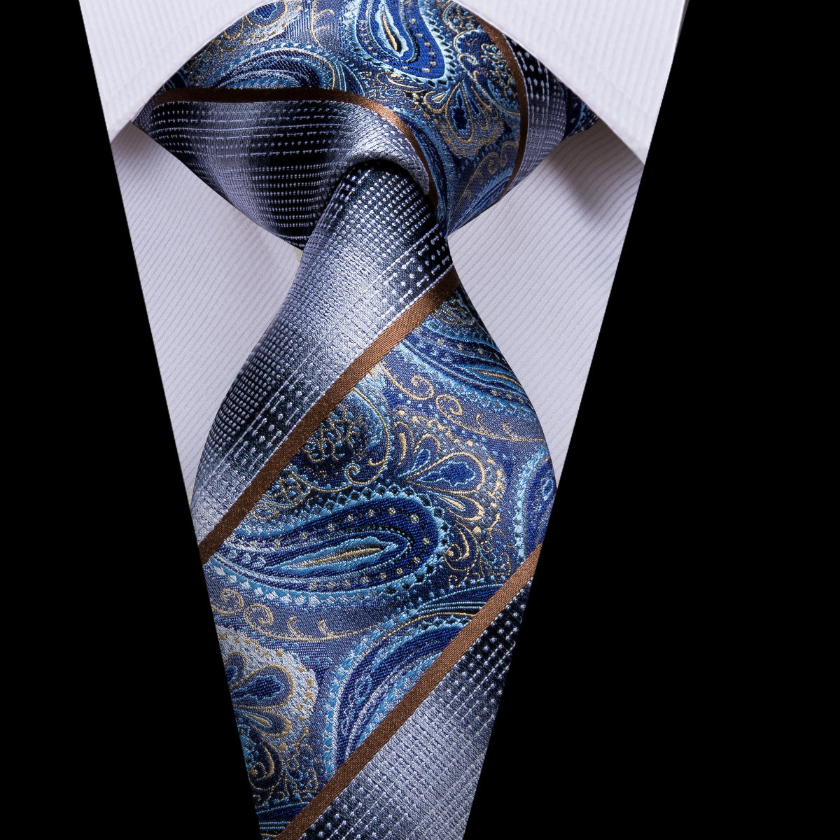 GentCrest Blue Paisley Tie Hanky Cufflinks Set - Image 2