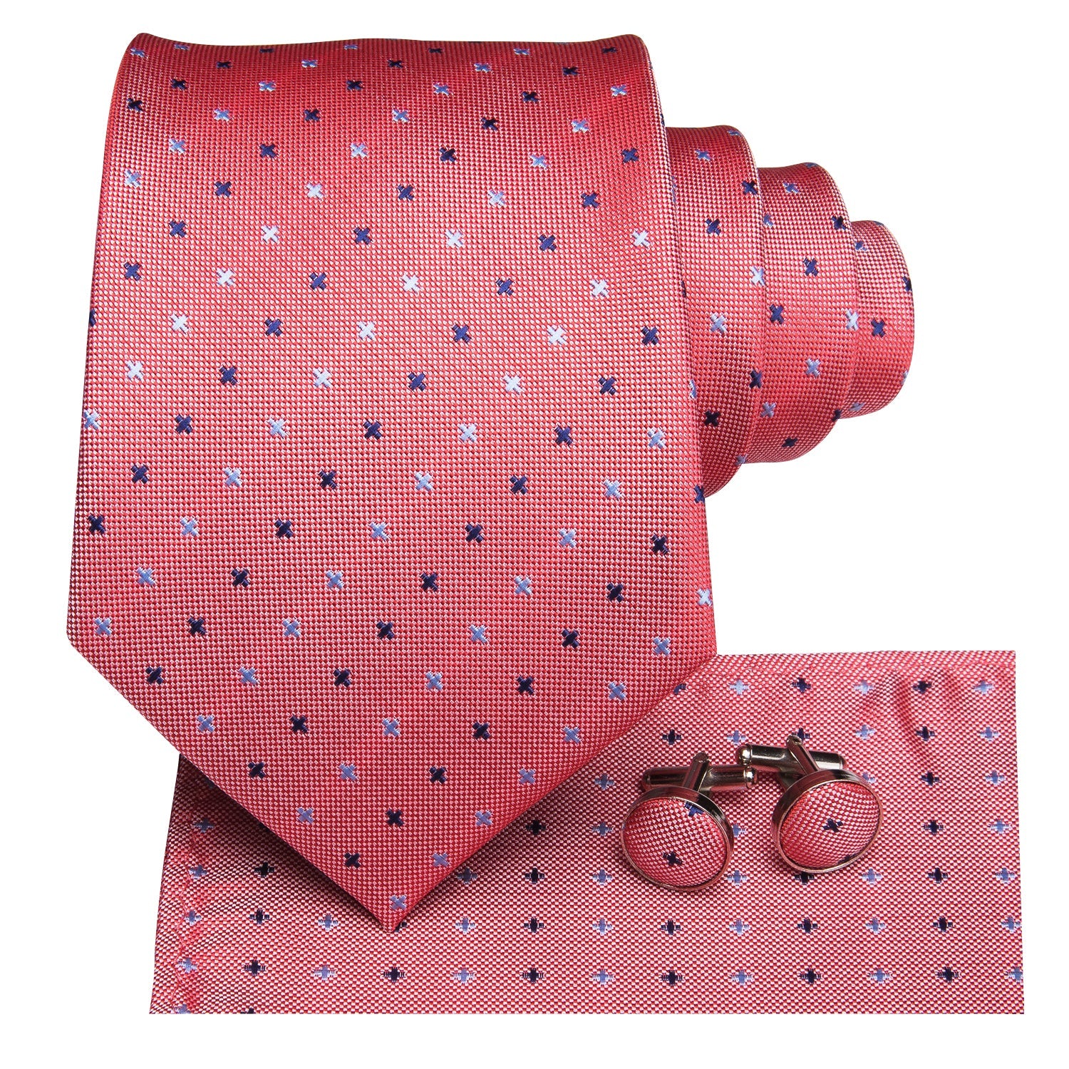 GentCrest Red Polka Dot Tie Hanky Cufflinks Set - Image 2