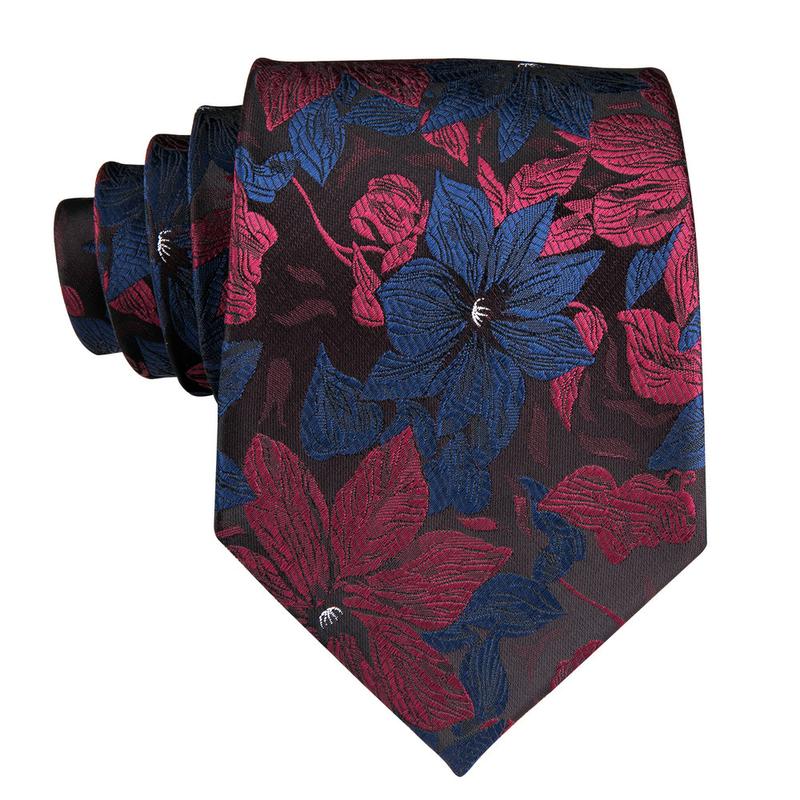 GentCrest Black Floral Tie Hanky Cufflinks Set - Image 4