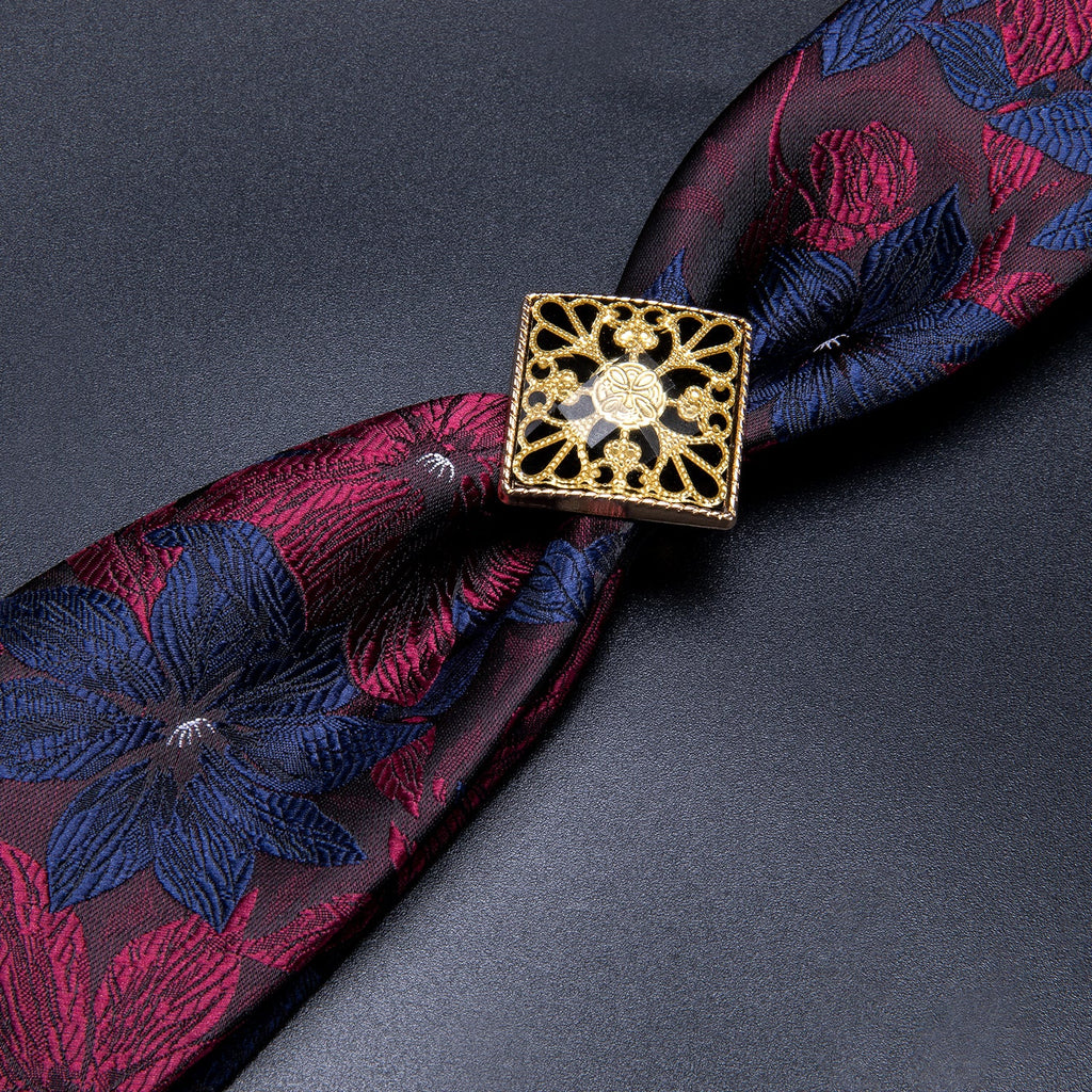 GentCrest Blue Floral Tie with Accessories - Image 2