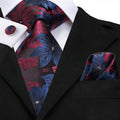 GentCrest Black Floral Tie Hanky Cufflinks Set - Image 1