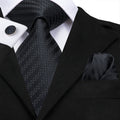 GentCrest Black Striped Tie Hanky Cufflinks Set - Image 1