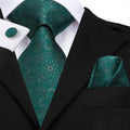 GentCrest Green Floral Tie Hanky Cufflinks Set - Image 1