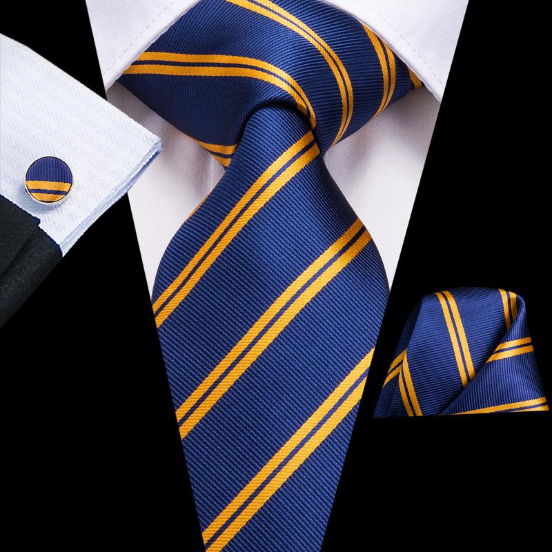 GentCrest Blue Striped Tie Hanky Cufflinks Set - Image 1