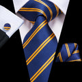 GentCrest Blue Striped Tie Hanky Cufflinks Set - Image 1