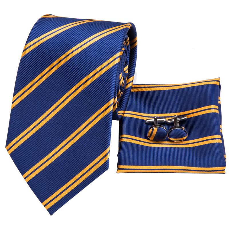 GentCrest Blue Striped Tie Hanky Cufflinks Set - Image 2