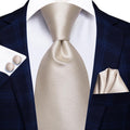 GentCrest Champagne Solid Tie Hanky Cufflinks Set - Image 1