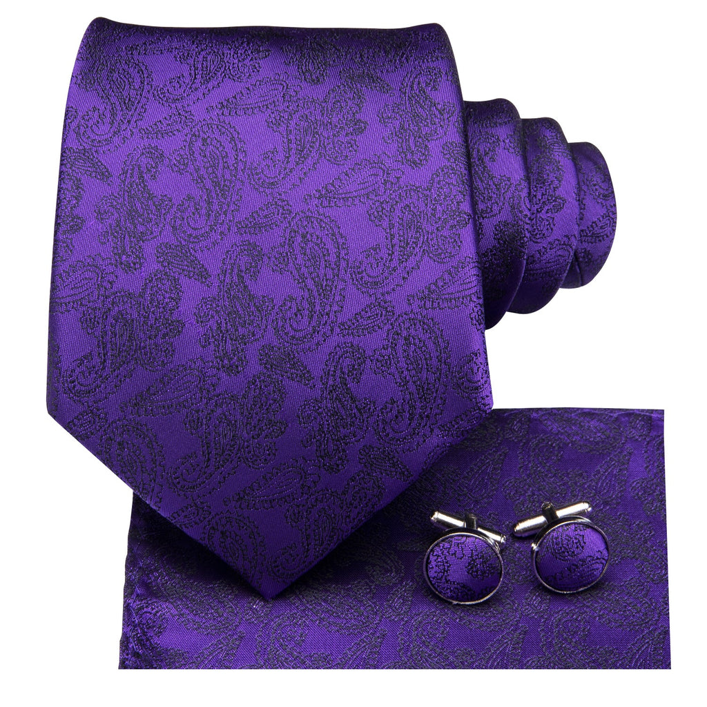 GentCrest Purple Paisley Tie Hanky Cufflinks Set - Image 3