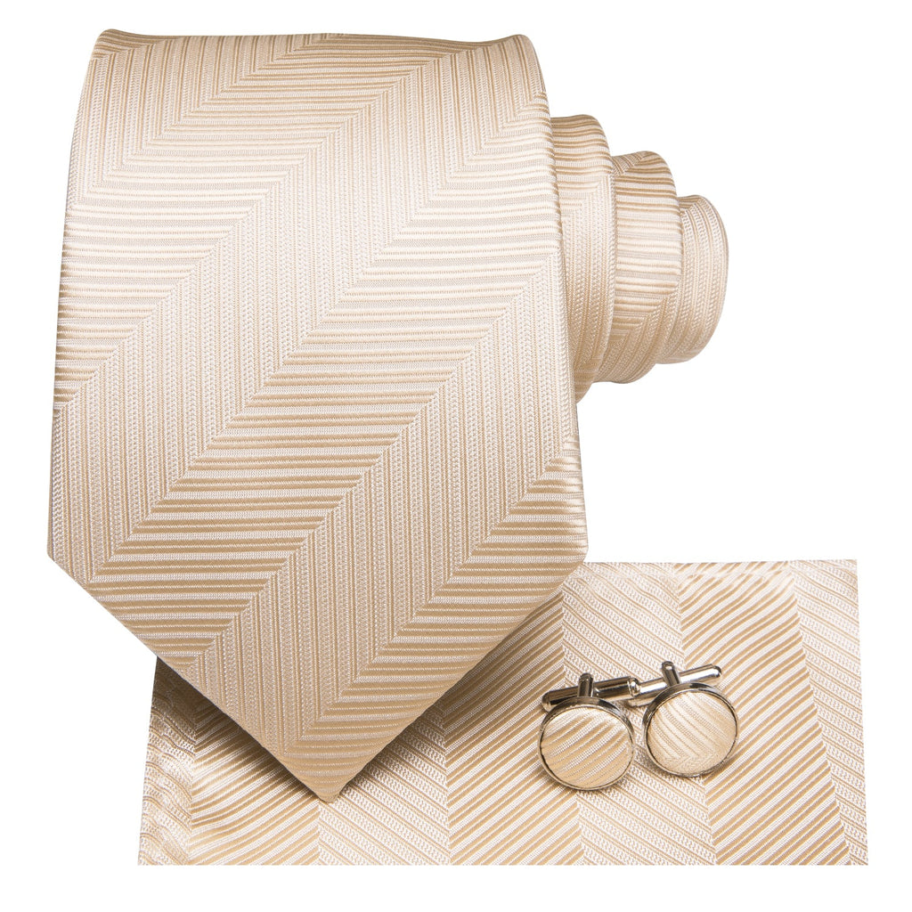 GentCrest Beige Striped Tie Hanky Cufflinks Set - Image 2