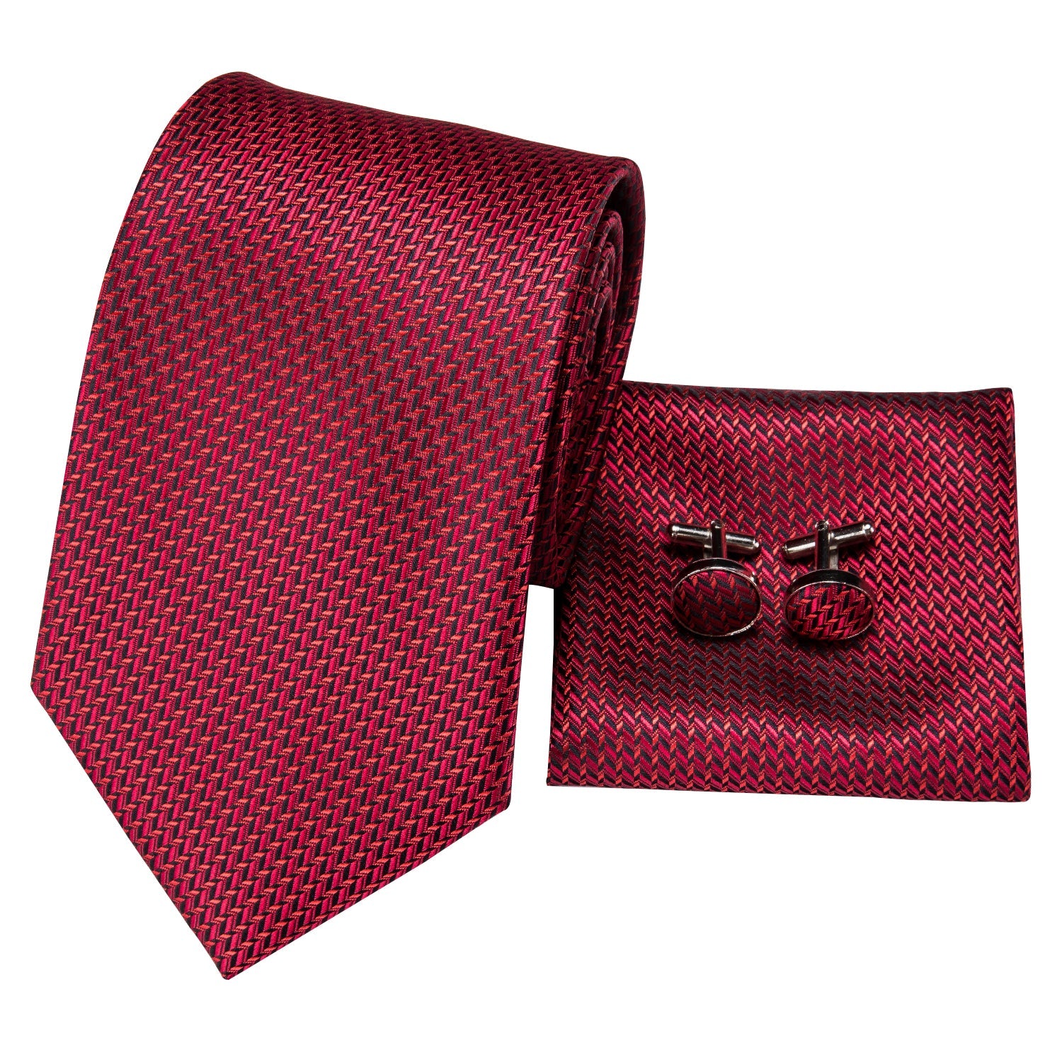 GentCrest Black Textured Tie Hanky Cufflinks Set - Image 5