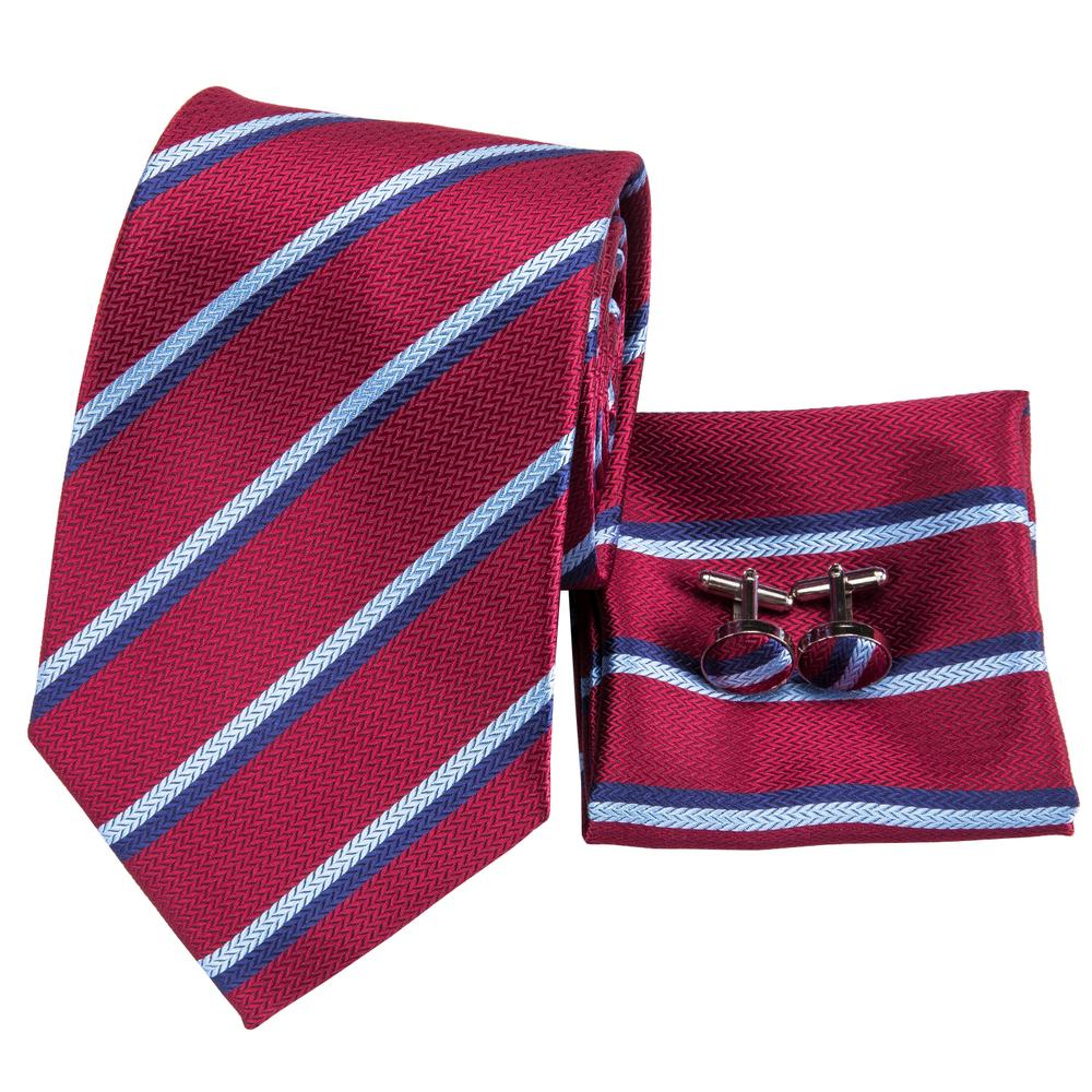 GentCrest Blue Striped Tie Hanky Cufflinks Set - Image 2