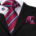 GentCrest Blue Striped Tie Hanky Cufflinks Set - Image 1