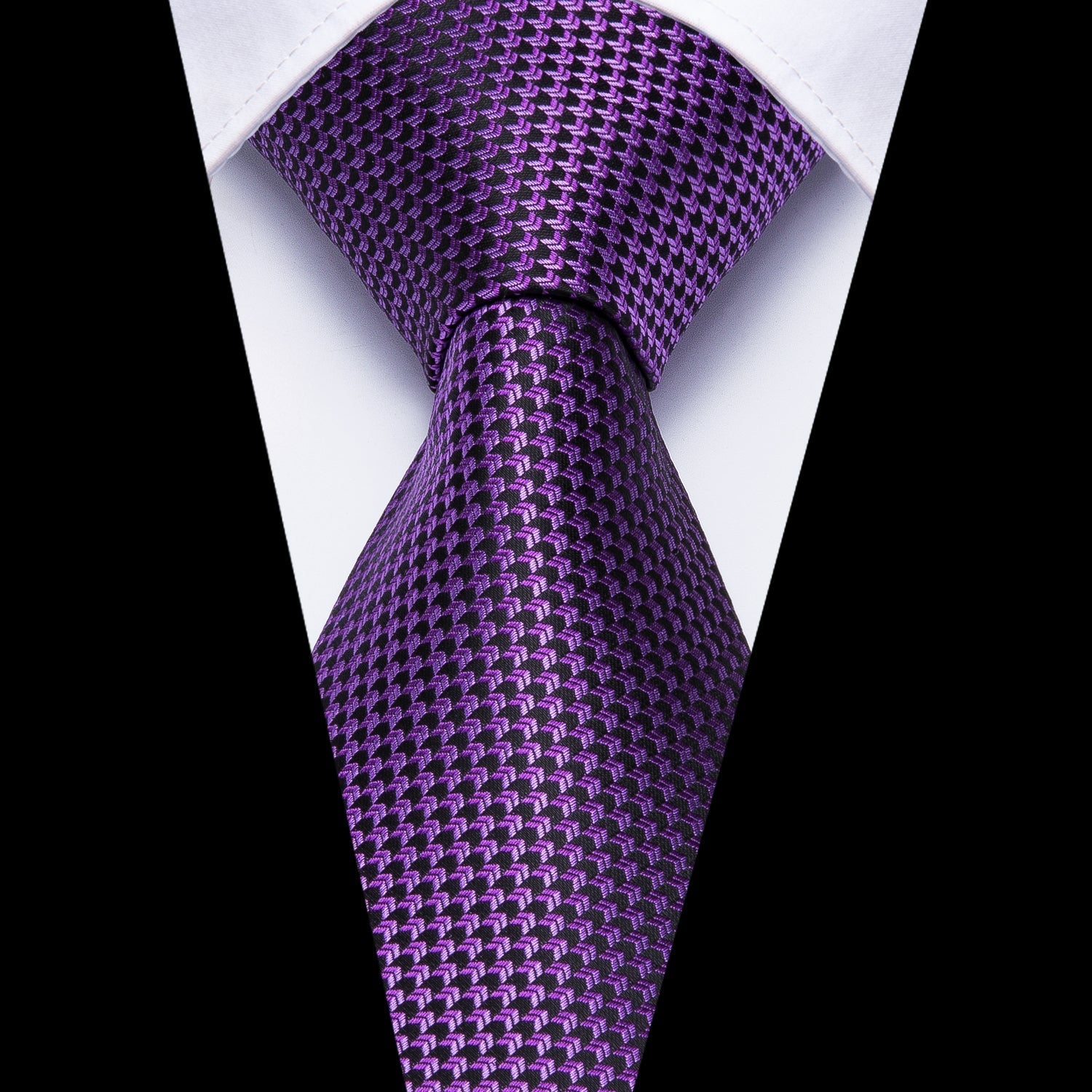 GentCrest Purple Plaid Tie Hanky Cufflinks Set - Image 2