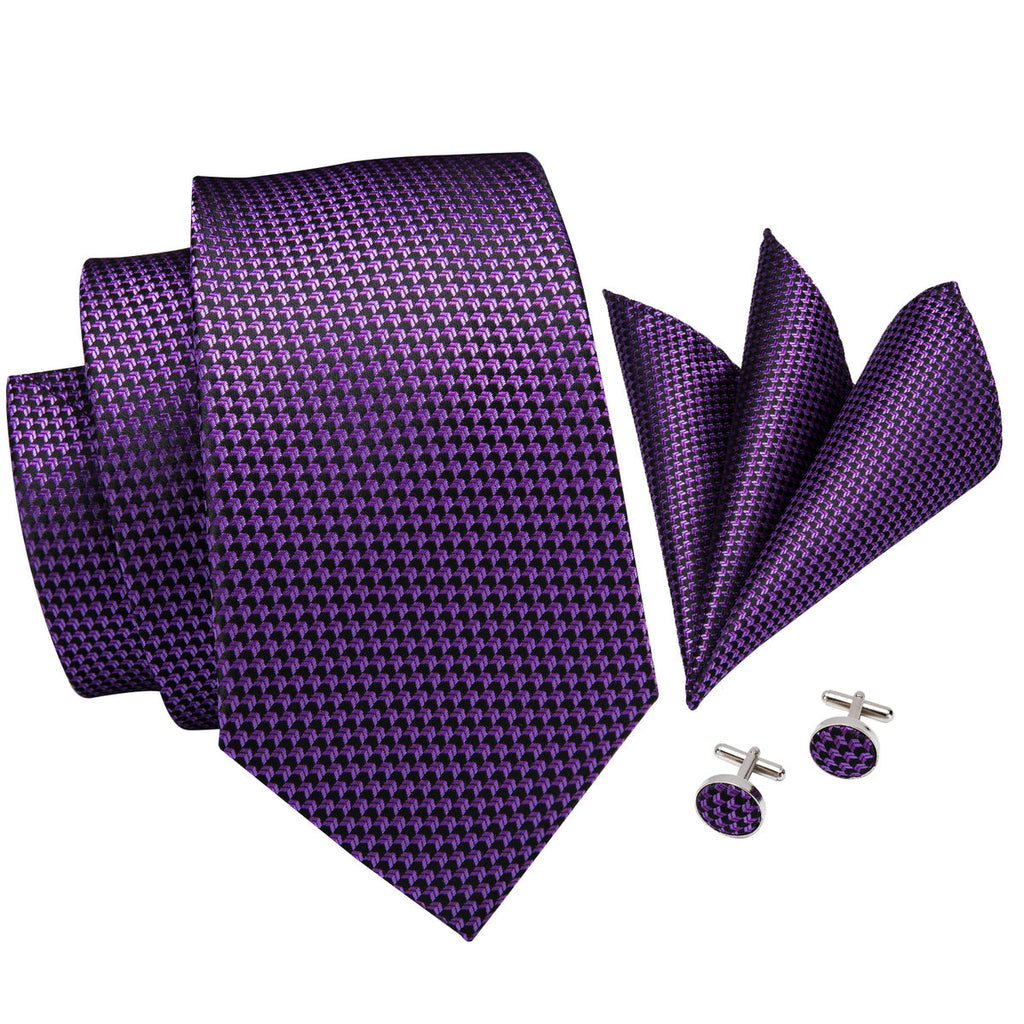 Modern Purple Silk Tie Set - GentCrest - View 2