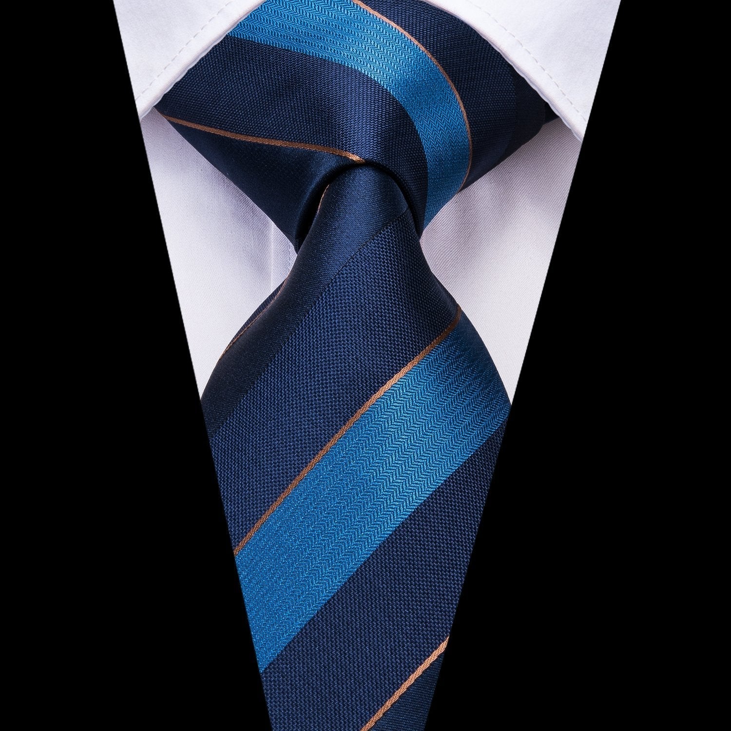 GentCrest Blue Striped Tie Hanky Cufflinks Set - Image 2