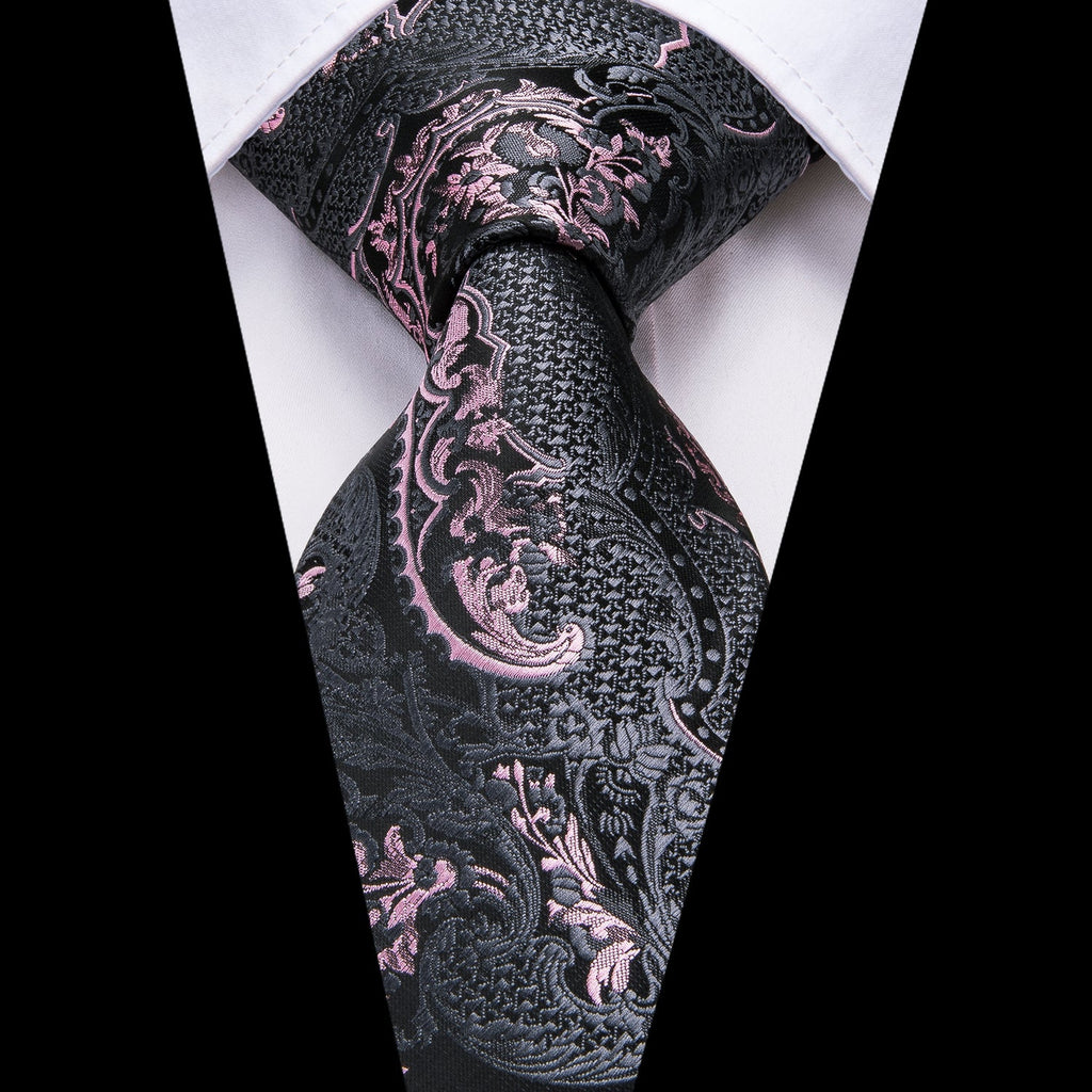 GentCrest Pink Paisley Tie Hanky Cufflinks Set - Image 2