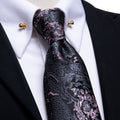 GentCrest Black Paisley Tie with Accessories - Image 1