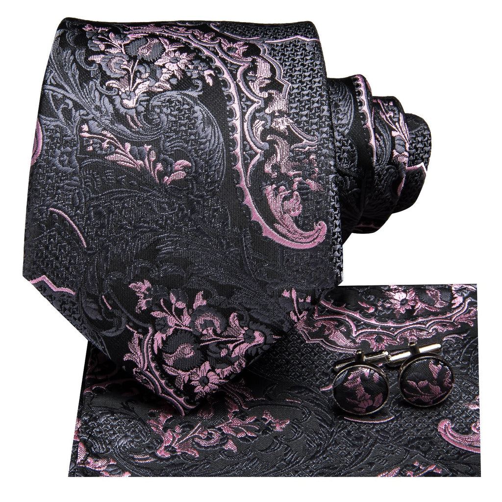 GentCrest Black Paisley Tie with Accessories - Image 6