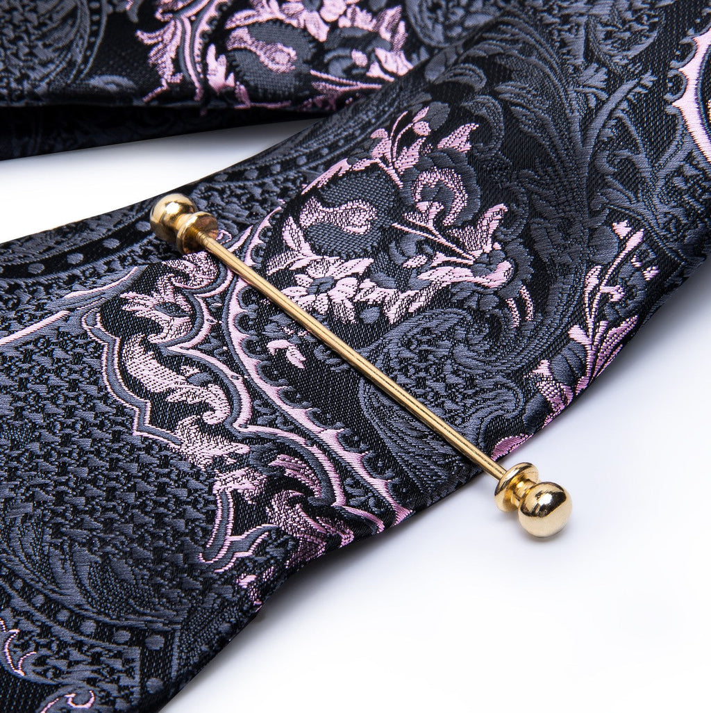 GentCrest Black Paisley Tie with Accessories - Image 5