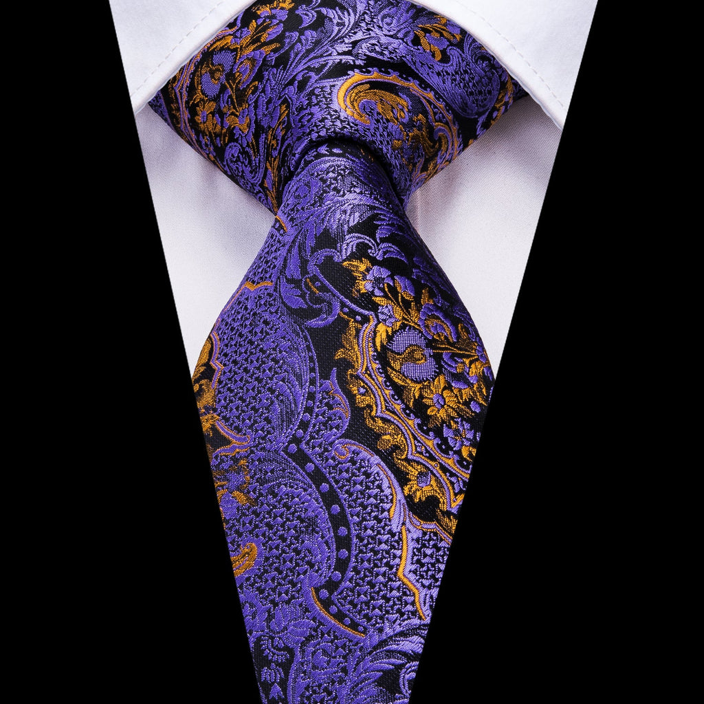 GentCrest Black Paisley Tie Hanky Cufflinks Set - Image 2