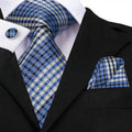 GentCrest Blue Plaid Tie Hanky Cufflinks Set - Image 1