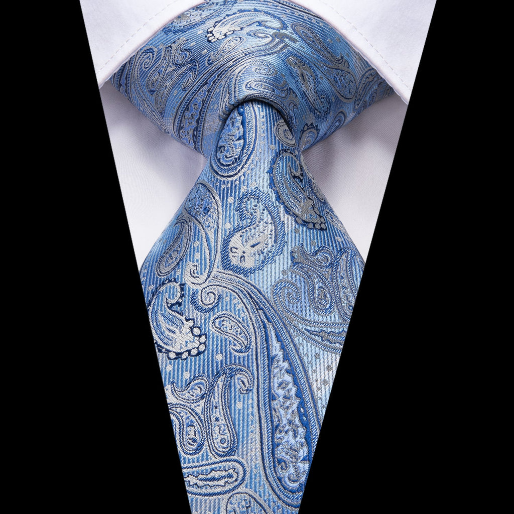 GentCrest Blue Paisley Tie Hanky Cufflinks Set - Image 2