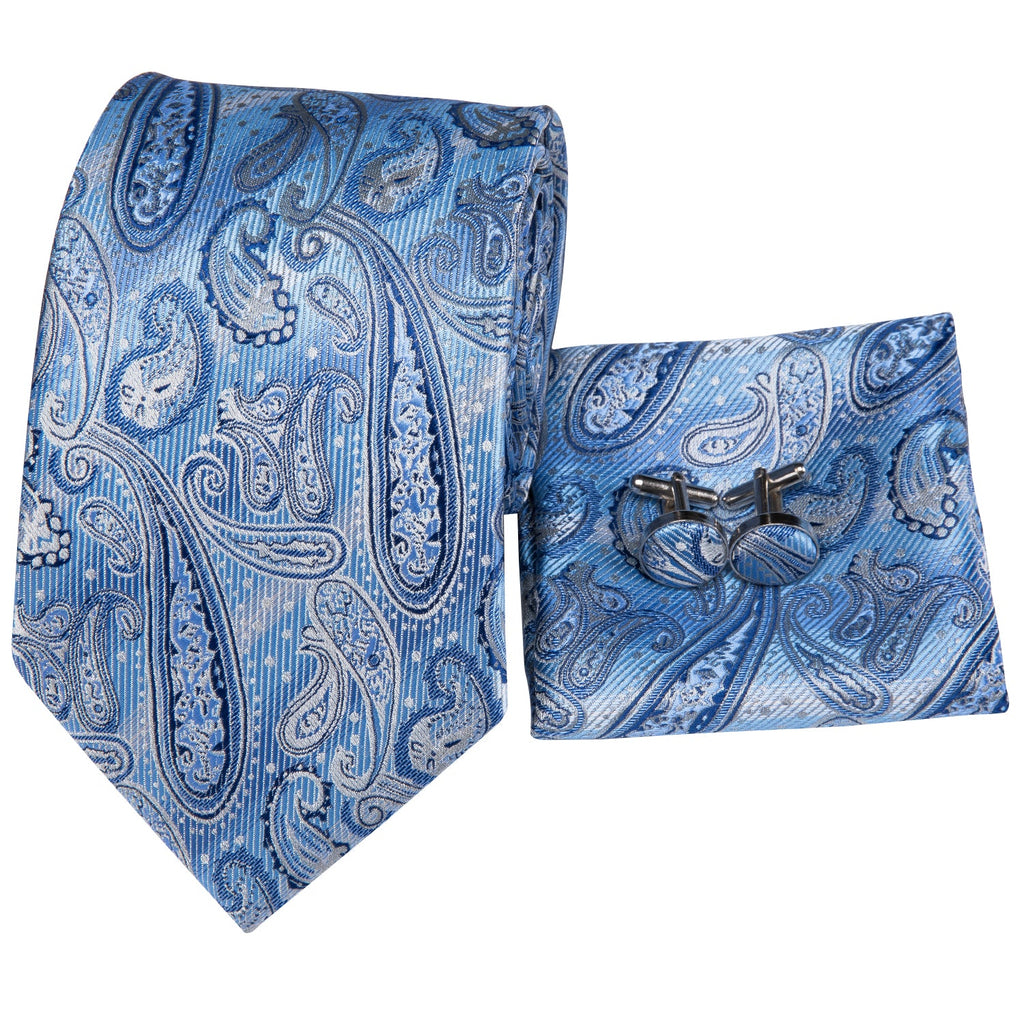 GentCrest Blue Paisley Tie Hanky Cufflinks Set - Image 4