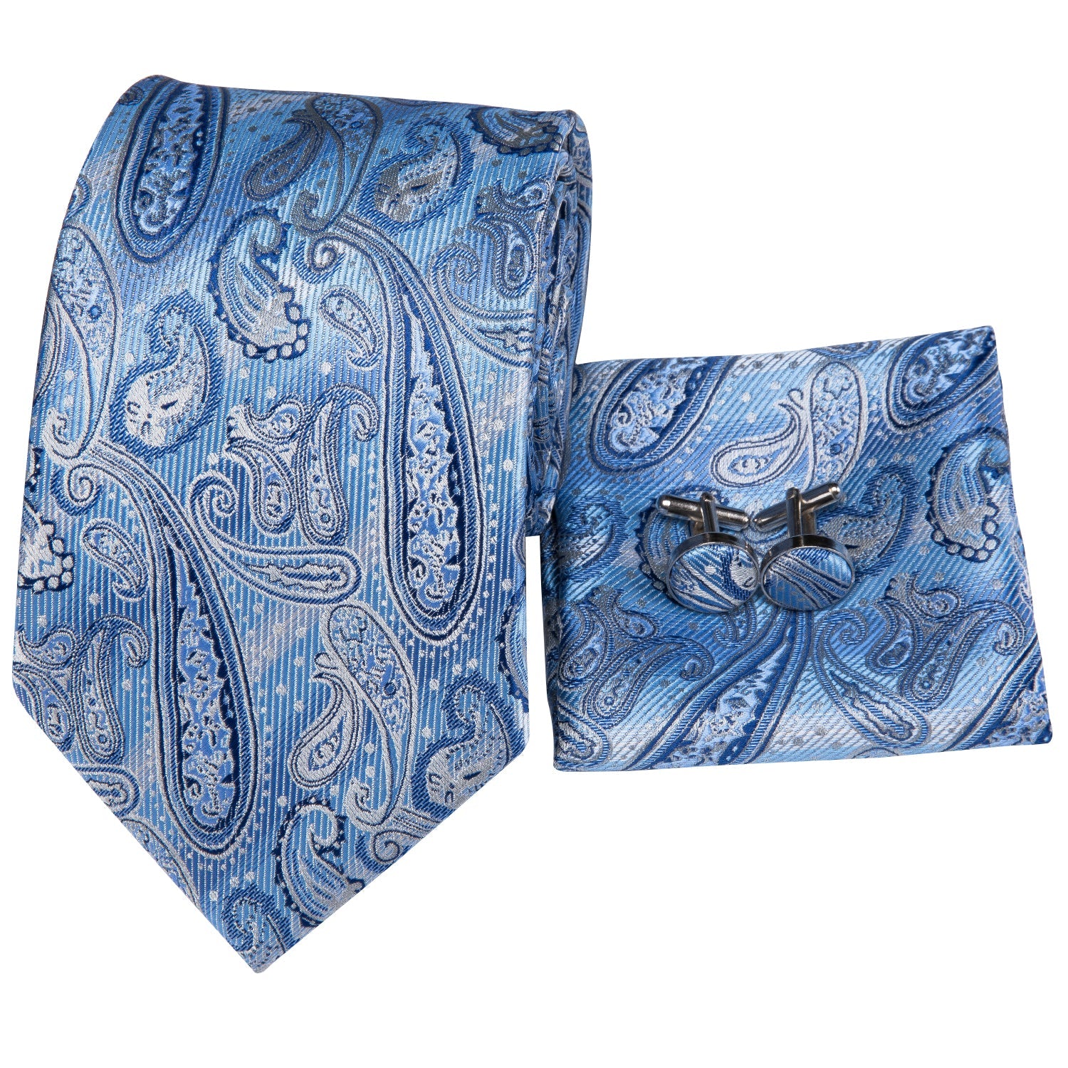 GentCrest Blue Paisley Tie Hanky Cufflinks Set - Image 4